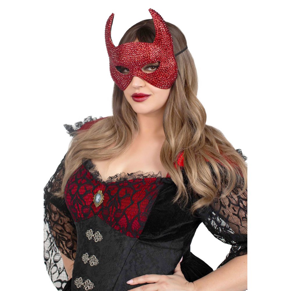 Leg Avenue - Rhinestone Devil Maske - Rot